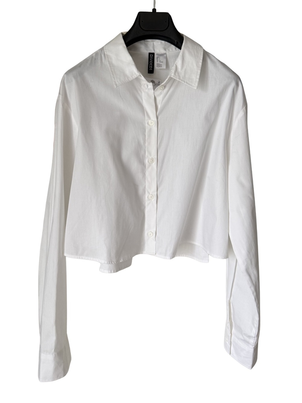 H&M White Cropped Button-Down Shirt